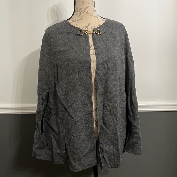 Talbots Large Cape Cover Up Gray Like New Sleeveless - Picture 1 of 5